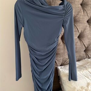 Windsor Elegant Long Sleeve Slate Dress